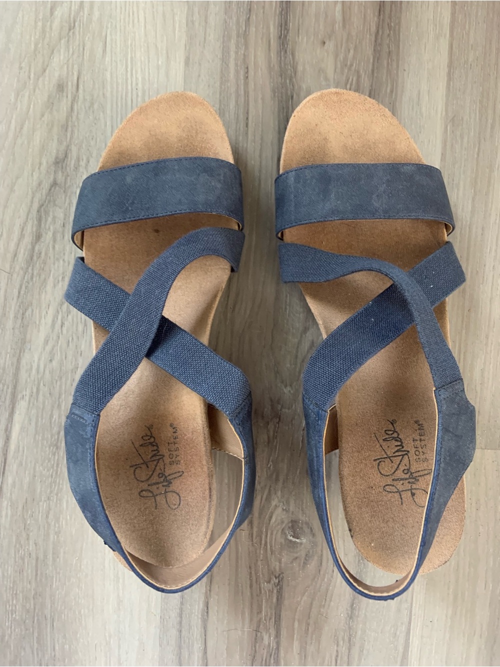 Life Stride Blue Crisscross Espadrille Sandals